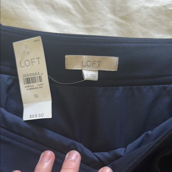 NWT LOFT Navy Blue Mini Wrap Skirt for Work - Picture 3 of 4